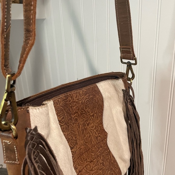 Genuine leather and calf hide purse with fringe. Conceal carry purse - Picture 8 of 8